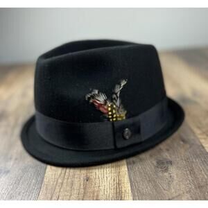 Jaxson Trilby Crushable 100% Wool Felt Feathers Fedora Hat for Men Black XL